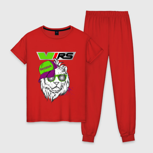 Женская пижама хлопок Skoda RS Шкода РС, цвет красный