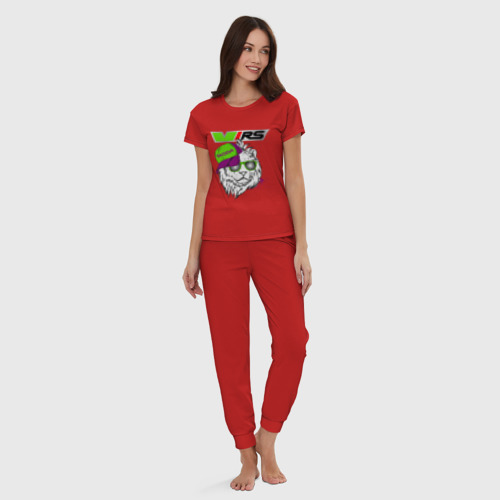 Женская пижама хлопок Skoda RS Шкода РС, цвет красный - фото 5