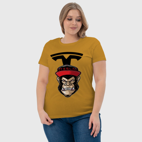 Женская футболка хлопок с принтом Тесла горилла, фото #4