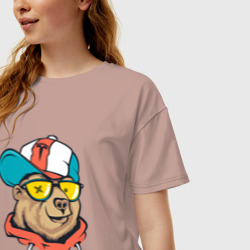 Женская футболка хлопок Oversize Модный Тесла медведь - фото 2