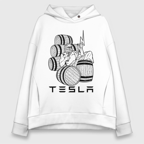 Женское худи Oversize хлопок TESLA ZEUS / ТЕСЛА ЗЕВС (Z), цвет белый