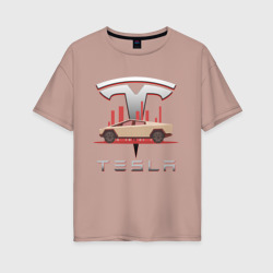 Женская футболка хлопок Oversize Tesla Cybertruck Тесла