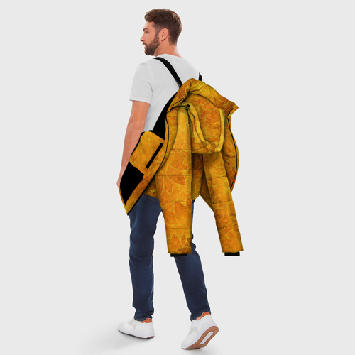 Мужская зимняя куртка 3D Желтые цветы, цвет черный - фото 5