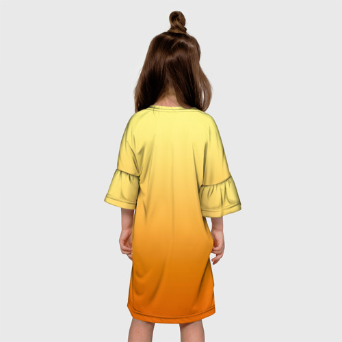 Детское платье 3D с принтом Акварельные кролики милота, вид сзади #2