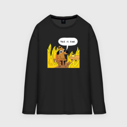 Мужской лонгслив oversize хлопок This is Fine