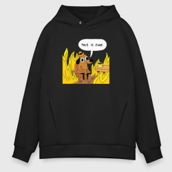 This is Fine – Мужское худи Oversize хлопок с принтом купить со скидкой в -21%