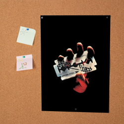 Постер с принтом Judas Priest для любого человека, вид спереди №2. Цвет основы: белый