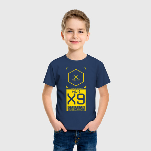 Детская футболка хлопок ACR X9 Cyberpunk 2077, цвет темно-синий - фото 3