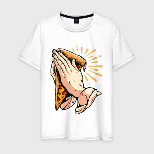 Мужская футболка хлопок Holy Pizza, цвет белый