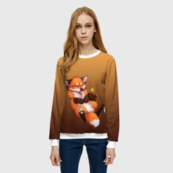 Женский свитшот 3D Взрывной характер милого лиса - фото 2