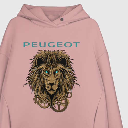 Женское худи Oversize хлопок Peugeot | Пежо (+спина) (Z), цвет пыльно-розовый - фото 3