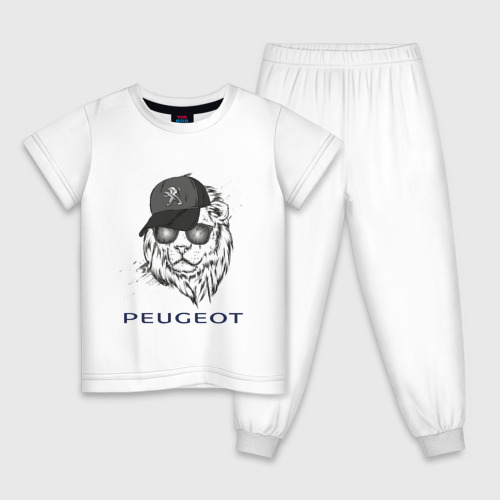 Детская пижама хлопок с принтом Фанат Peugeot, вид спереди #2