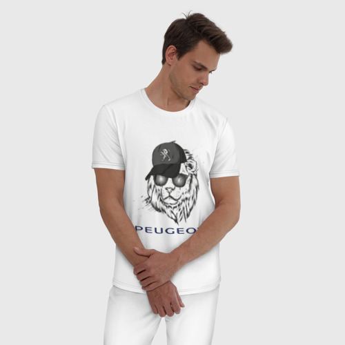 Мужская пижама хлопок с принтом Фанат Peugeot, фото на моделе #1