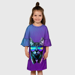 Детское платье 3D Кот очки наушники модный - фото 2