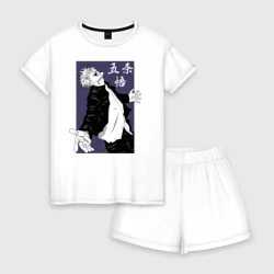 Женская пижама с шортиками хлопок Сатору Годжо