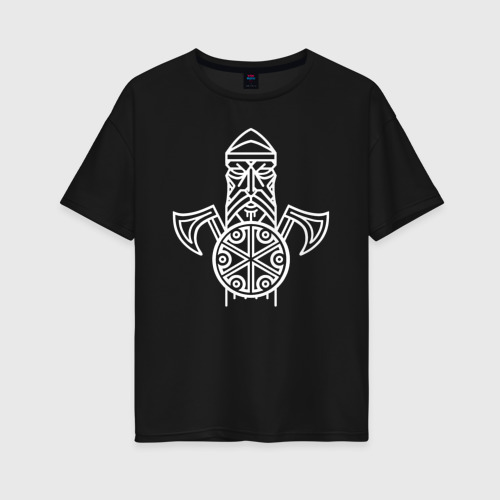 Женская футболка хлопок Oversize с принтом Перун Бог Воинов, вид спереди #2