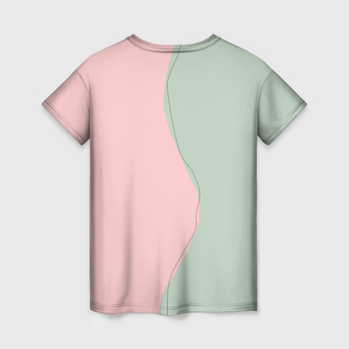 Женская футболка 3D с принтом Девушка с листьями, вид сзади #1