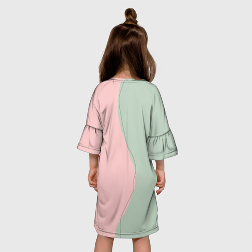 Детское платье 3D с принтом Девушка с листьями, вид сзади #2