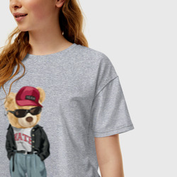 Женская футболка хлопок Oversize Мопс уличный стиль - фото 2