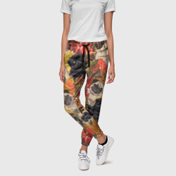 Женские брюки 3D Мопсики Цветочки - фото 2
