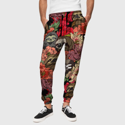 Ленивец & Цветочки – Мужские брюки 3D с принтом купить