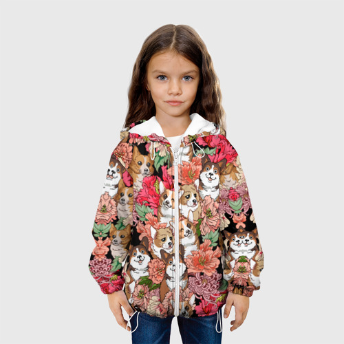 Детская куртка 3D Корги & Цветы, цвет белый - фото 4
