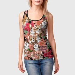 Женская майка 3D Корги & Цветы - фото 2