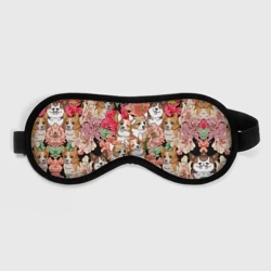 Маска для сна 3D Корги & Цветы