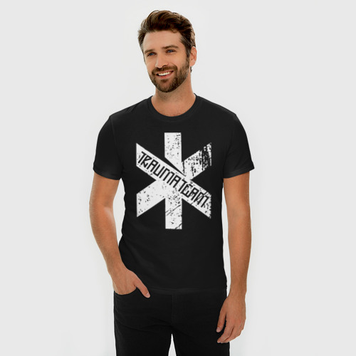 Мужская футболка хлопок Slim Trauma team Cyberpunk 2077, цвет черный - фото 3