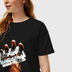 Женская футболка хлопок Oversize Judas Priest Джудас Прист - фото 2