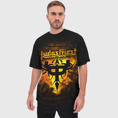 Мужская футболка oversize 3D Judas Priest, цвет 3D печать - фото 3