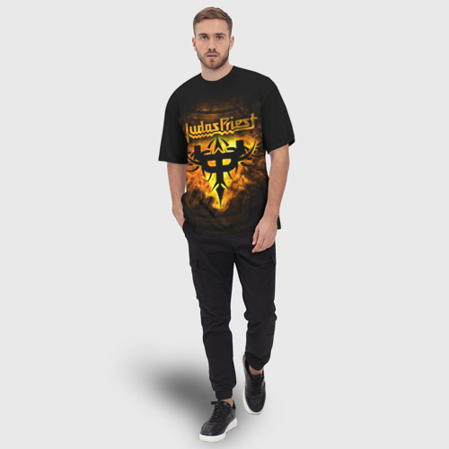 Мужская футболка oversize 3D Judas Priest, цвет 3D печать - фото 5