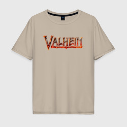 Мужская футболка хлопок Oversize Valheim огненный лого