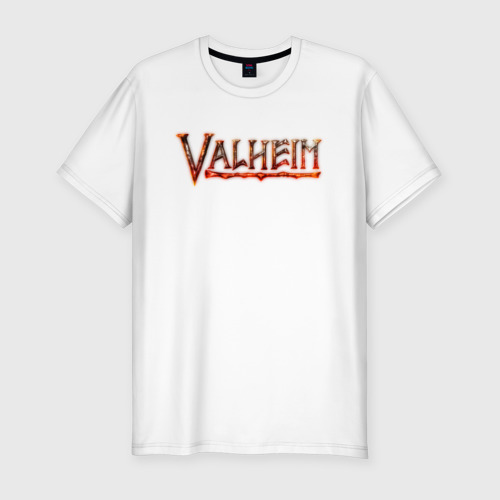 Мужская футболка хлопок Slim Valheim огненный лого, цвет белый