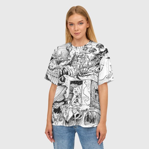 Женская футболка oversize 3D Дудлогод, цвет 3D печать - фото 3