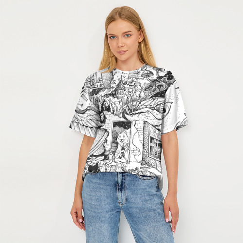 Женская футболка oversize 3D Дудлогод, цвет 3D печать - фото 5