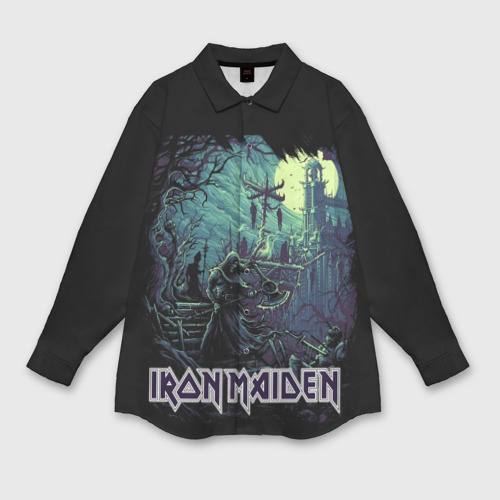 Женская рубашка oversize 3D Iron Maiden, цвет белый