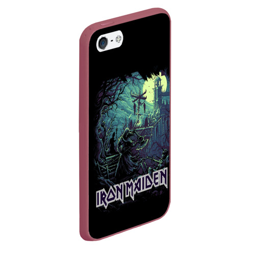 Чехол для iPhone 5/5S матовый Iron Maiden, цвет малиновый - фото 3