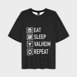 Мужская футболка oversize 3D Eat/Sleep/Valheim/Repeat