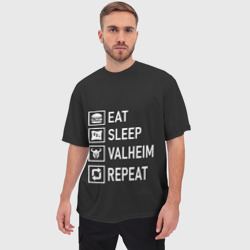 Мужская футболка oversize 3D Eat/Sleep/Valheim/Repeat - фото 2