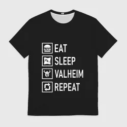 Мужская футболка 3D Eat/Sleep/Valheim/Repeat