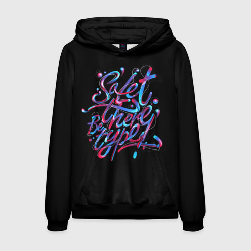 толстовка с неоновой надписью.