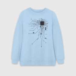 Женский свитшот oversize без начеса хлопок Electronic Heart