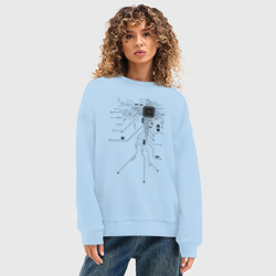 Женский свитшот oversize без начеса хлопок Electronic Heart - фото 2