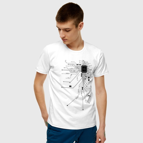 Мужская футболка хлопок Electronic Heart, цвет белый - фото 3