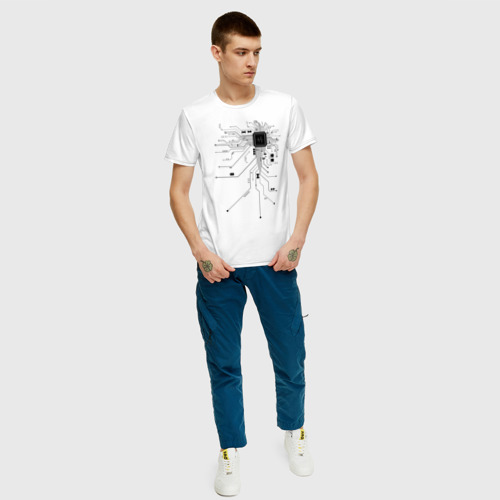 Мужская футболка хлопок Electronic Heart, цвет белый - фото 5