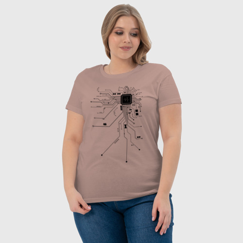 Женская футболка хлопок Electronic Heart, цвет пыльно-розовый - фото 6