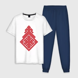 Мужская пижама с белой футболкой хлопок Славянский Оберег Макошь