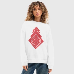 Женский свитшот oversize без начеса хлопок Славянский Оберег Макошь - фото 2