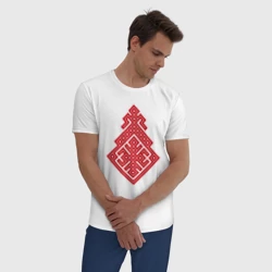 Мужская пижама с белой футболкой хлопок Славянский Оберег Макошь - фото 2